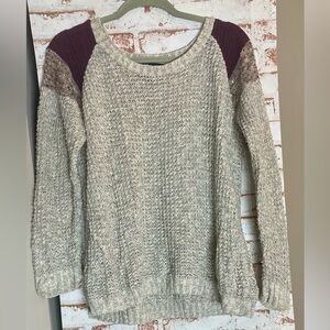 Absolutely Heathered Gray and Plum Sweater